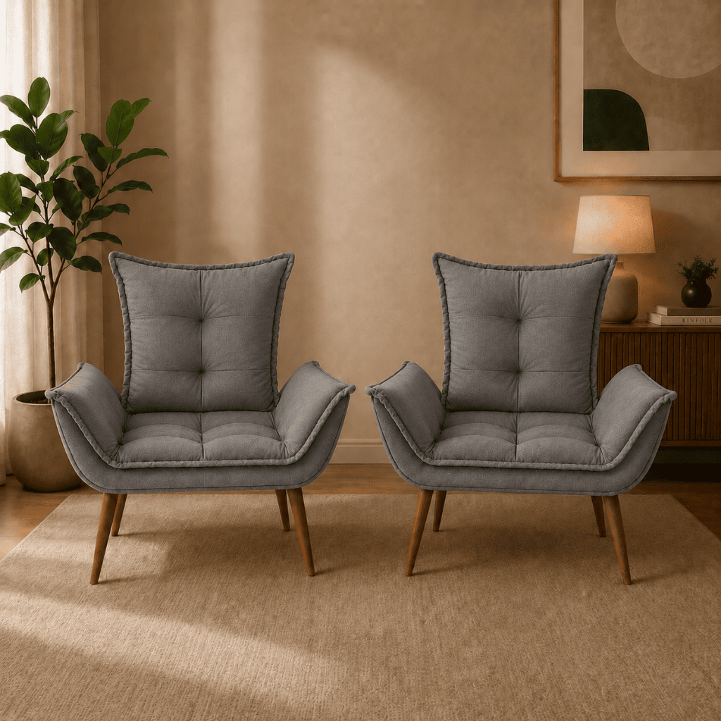 Kit 2 Poltronas Priscila Decorativas Pé Palito Suede Sala Quarto