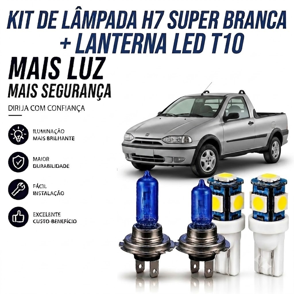 Lâmpada farol BAIXO - SUPER BRANCA par FIAT STRADA G1 1996 ATÉ 2000