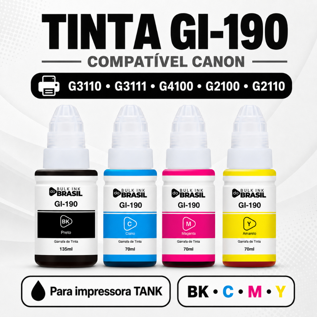 Tintas Para Canon  G3110, G3111, G4100 G2100 G2110 Gi-190