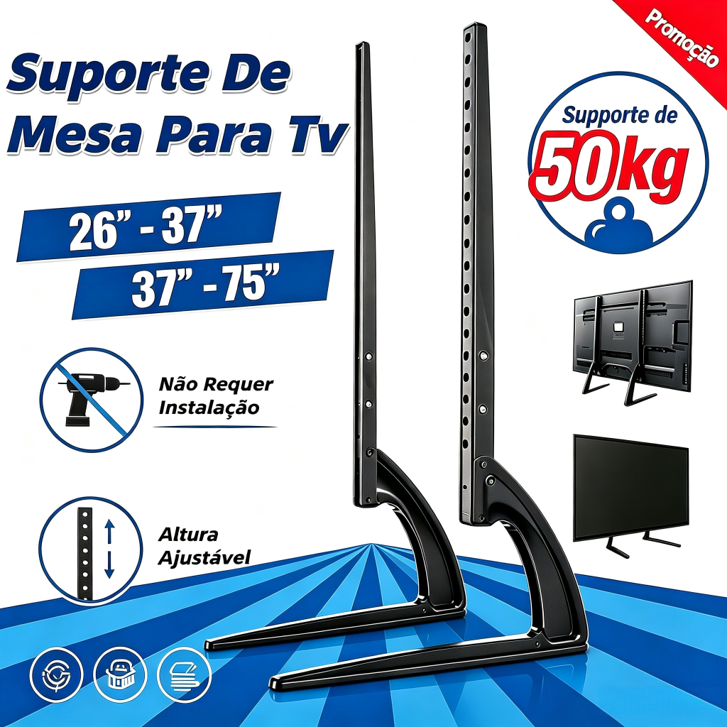 Suporte De Mesa Para Tv monitor De 26-37" 37 -75'' Mesa Universal Base Pé Alta qualidade