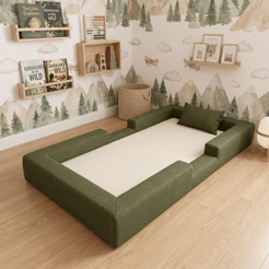 Cama Montessoriana Berço Ninho 100% Espuma Verde Militar Keiko