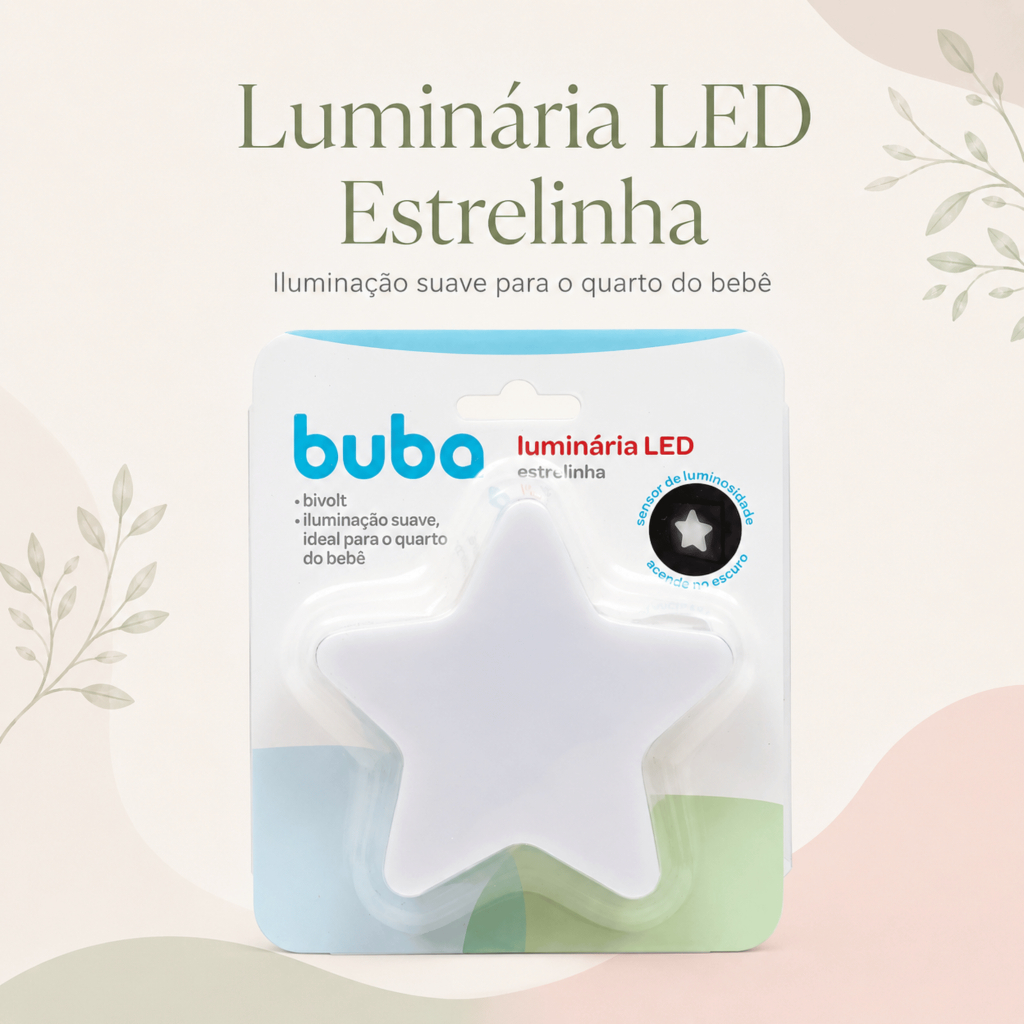 Luz Noturna Infantil Buba LED Estrelinha Sensor Automático Tomada