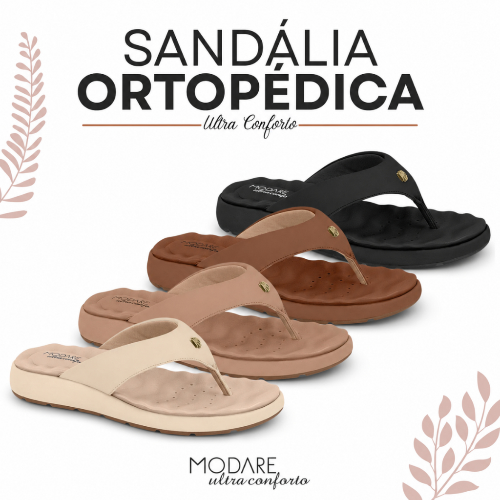 Sandália Feminina Modare Ortopédica Plataforma Leve Confortável Dia a Dia Macio Original