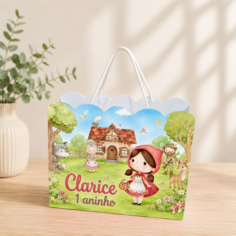 Sacolinha Personalizada Chapeuzinho Vermelho Pegue e Monte Lembrancinha Aniversário Infantil Mimos Festa