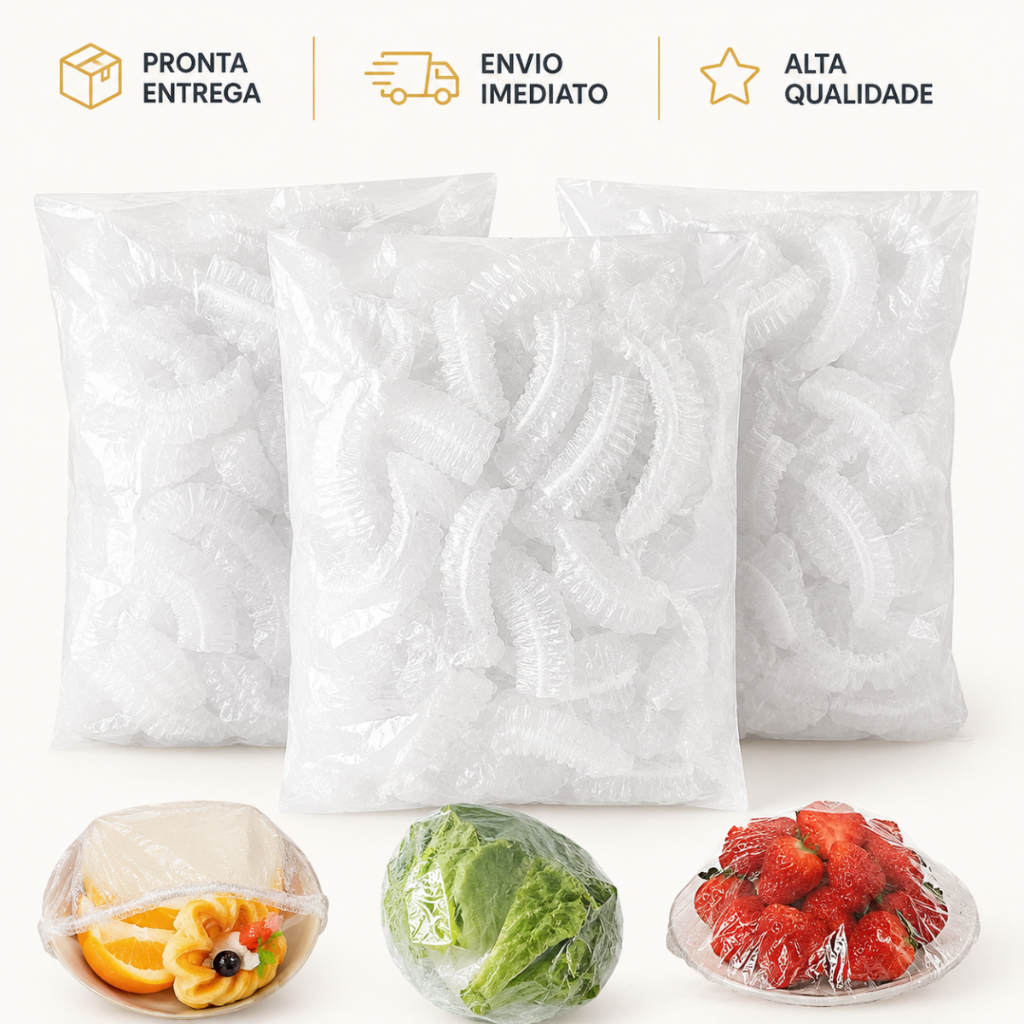 Tampa Descartável 33cm para Alimentos – Kit com 100 Unidades, Protege e Conserva