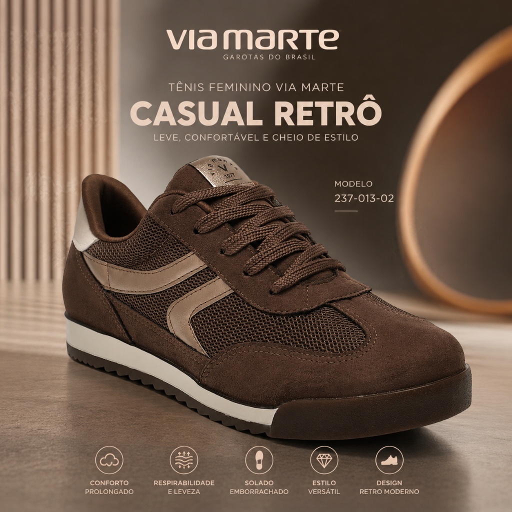 Tênis Feminino Via Marte Retrô Vintage Casual Confortável Original Dia a Dia Leve Respirável · foto 2
