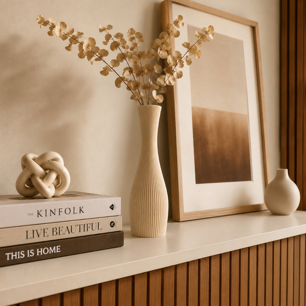 Detalhes do Vaso Decorativo Canelado 18cm Moderno Minimalista Sala Mesa Escritório Lavabo
