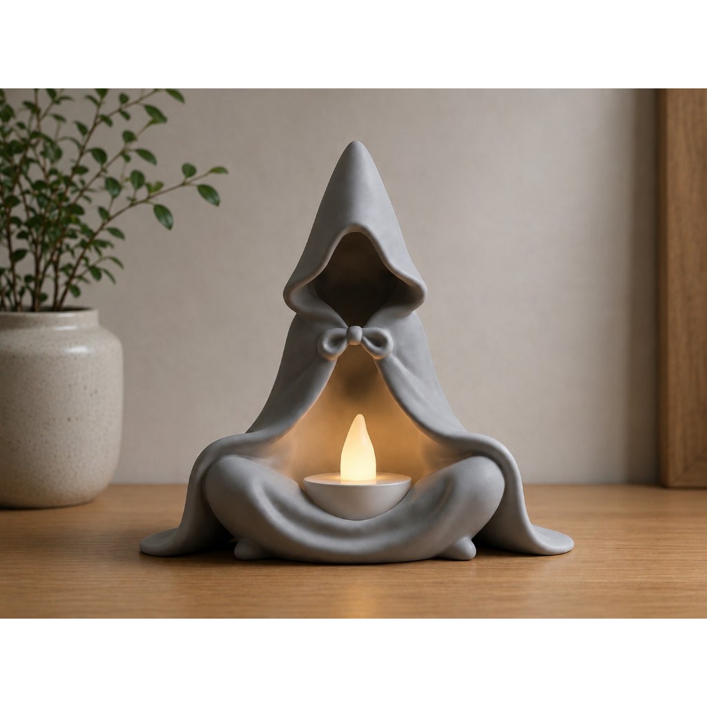 Imagem Luminária Mystic Zen Decorativa com Vela LED Inclusa Cor Cinza