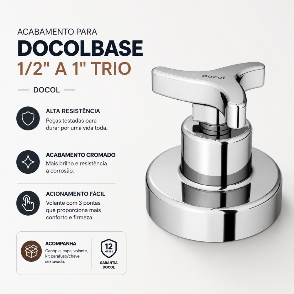 Acabamento para Docolbase 1/2" a 1" Trio 01257906 - Docol Original