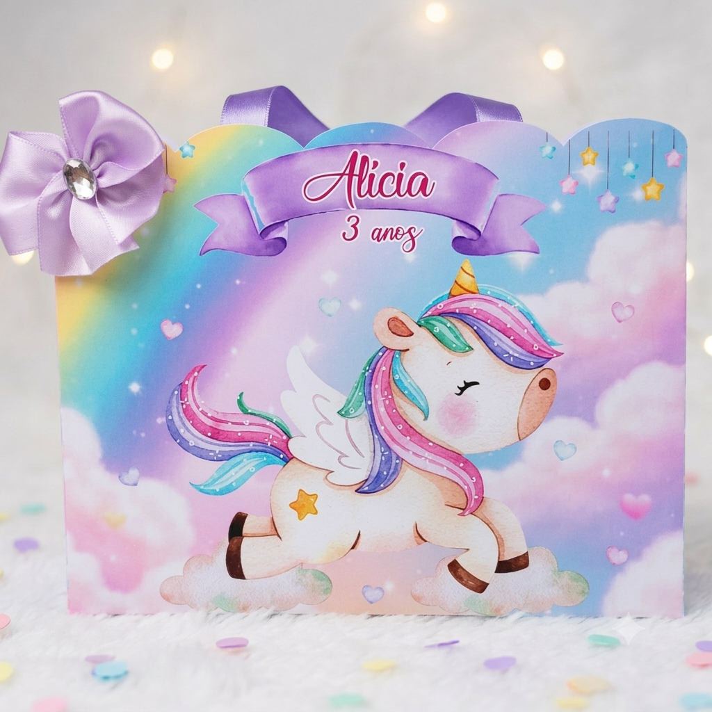 Sacolinha personalizada Unicórnio tam G COM LAÇO | lembrancinha Unicórnio | festa | aniversario | mesversario
