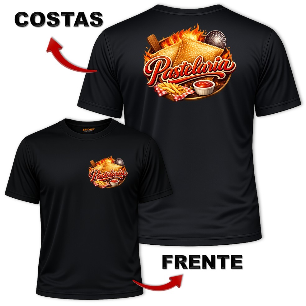 Camisa Camiseta Unissex Uniforme Profissional PASTELARIA Pastel Frito Lanchonete Feirante Garçom Salgados Dry Fit