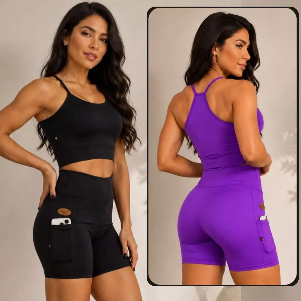 Conjunto de Academia feminino  Alça Com 100% De Zero Transparência Empina Bumbum Alta Compressão Roupas Academia Fitness — imagem 1