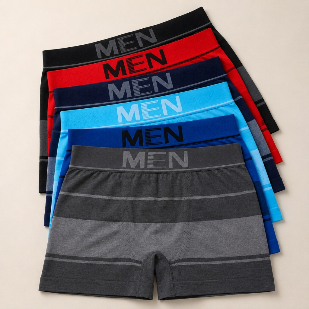 Kit 6 Cueca Boxer de Microfibra Kit de Cueca Masculina Men Adulto Cores Sortidas