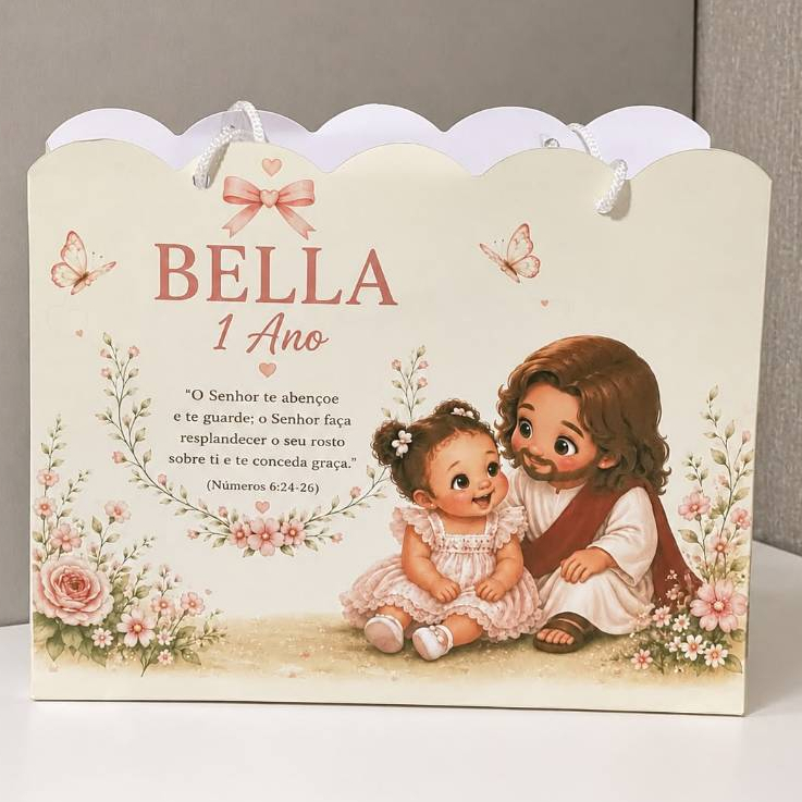 Caixinha Sacola Personalizada Floral Borboleta | Lembrancinha Festa Infantil, Chá de Bebê e Aniversário QUALQUER TEMA