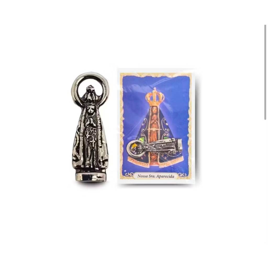 Mini Nossa Senhora Aparecida com Oração Lembrancinha metal Bolso Carteira