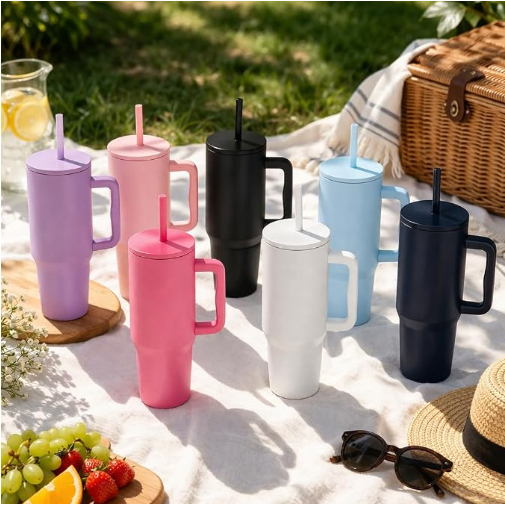 Copo Aço inoxidável Vacuum Flask1200ML com alça, canudo e palha 40oz