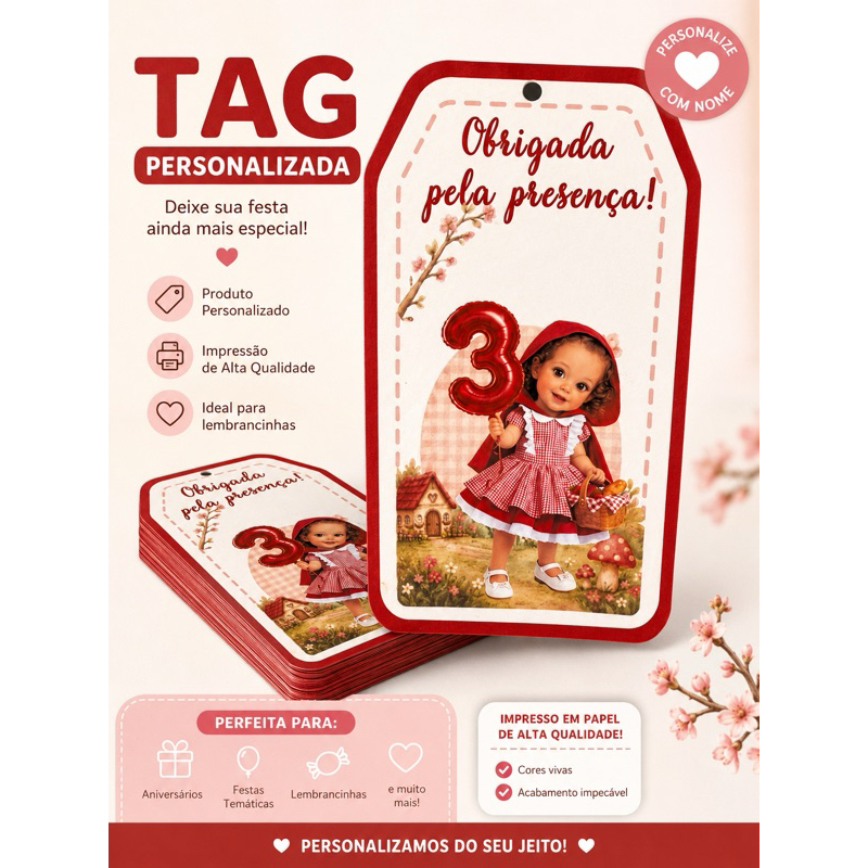 Tag Personalizada 7x11 cm para Lembrancinha | Aniversário e Festa Temática