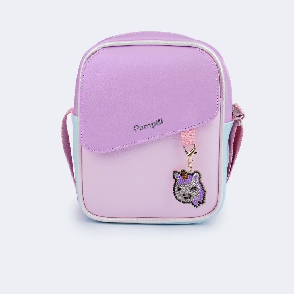 Bolsa Tiracolo Infantil Menina com Pingente de Unicórnio Colorida Pampili — imagem 2 de 2