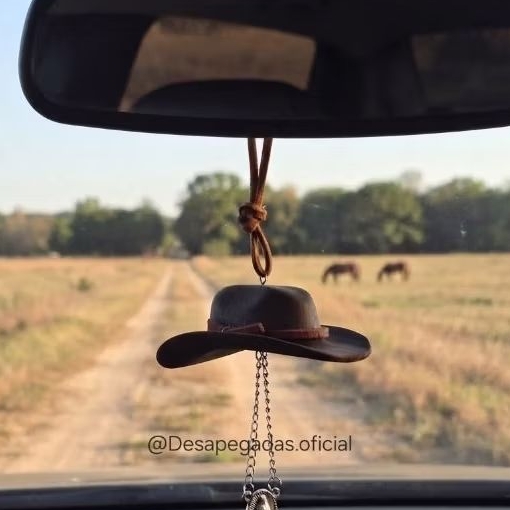 Enfeite country para retrovisor chapeu cowboy acessorios para carro chapeuzinho pingente cruz crucifixo turquesa