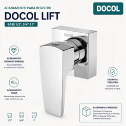 Acabamento Para Registro Docol Base 1/2", 3/4" e 1" Cromado Lift Docol - Original