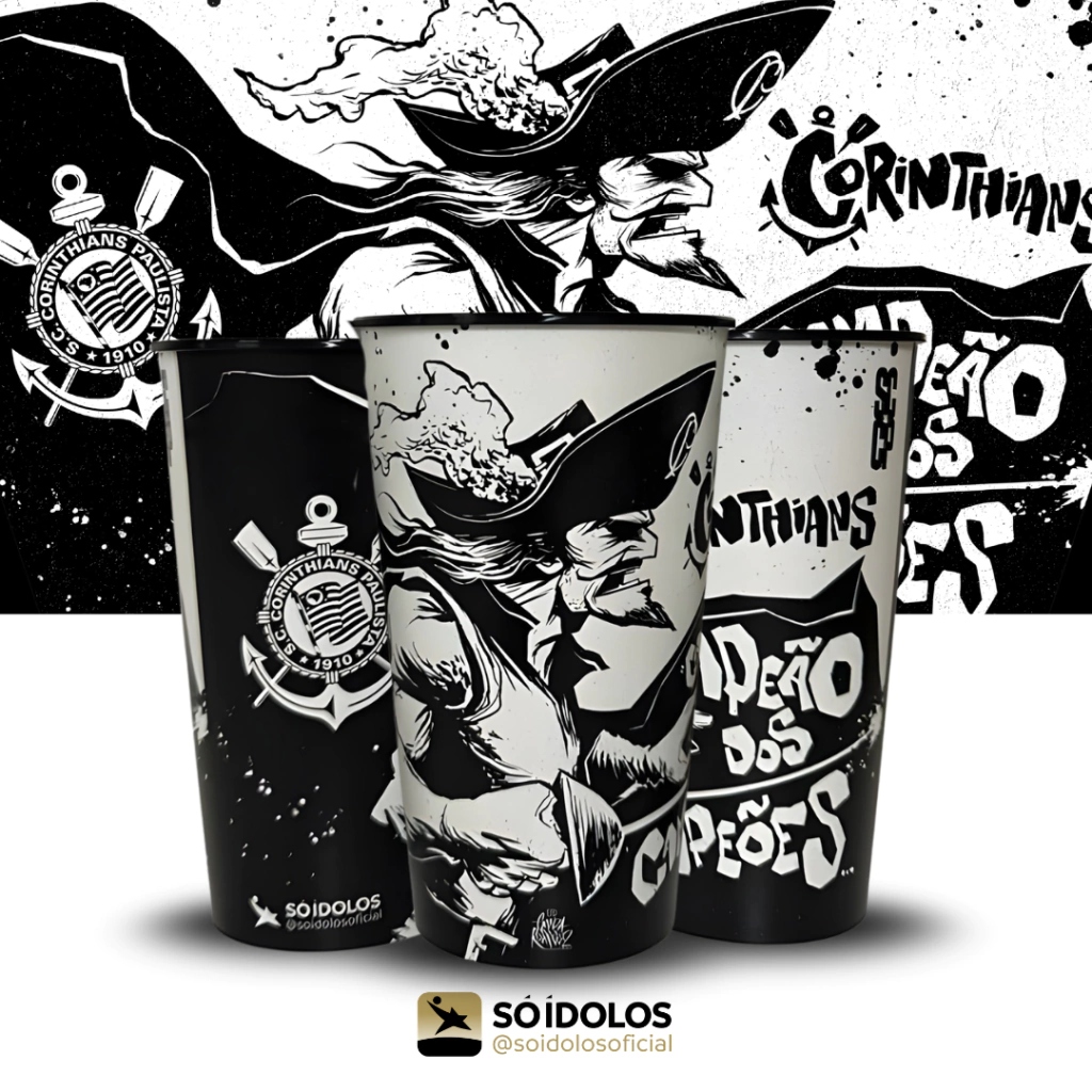 Copo Corinthians Mosqueteiro 550ml Licenciado Oficial Só Ídolos