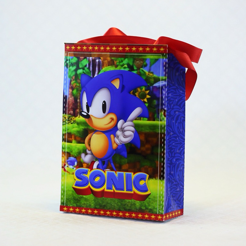 10 Sacolinhas Personalizadas Sonic | Lembrancinhas | Com Nome e Idade | Com Aplique 3D | Festa Infantil