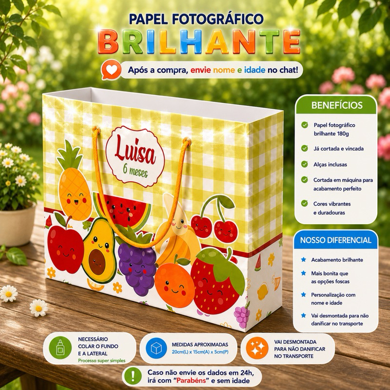 Kit Sacolinhas Personalizadas Frutinhas Lembrancinhas Aniversário