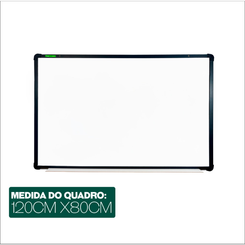 Quadro Branco 120x80cm Lousa Branca Moldura MDF Preto Tela UV Lousa Branca Estudo Anotaçao Planejamento Home Office