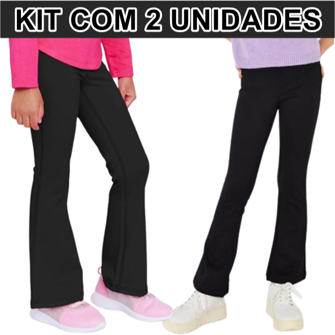 Kit 2 Legging Flare Escolar Infantil Juvenil Suplex Femina Linda Dia Das Crianças
