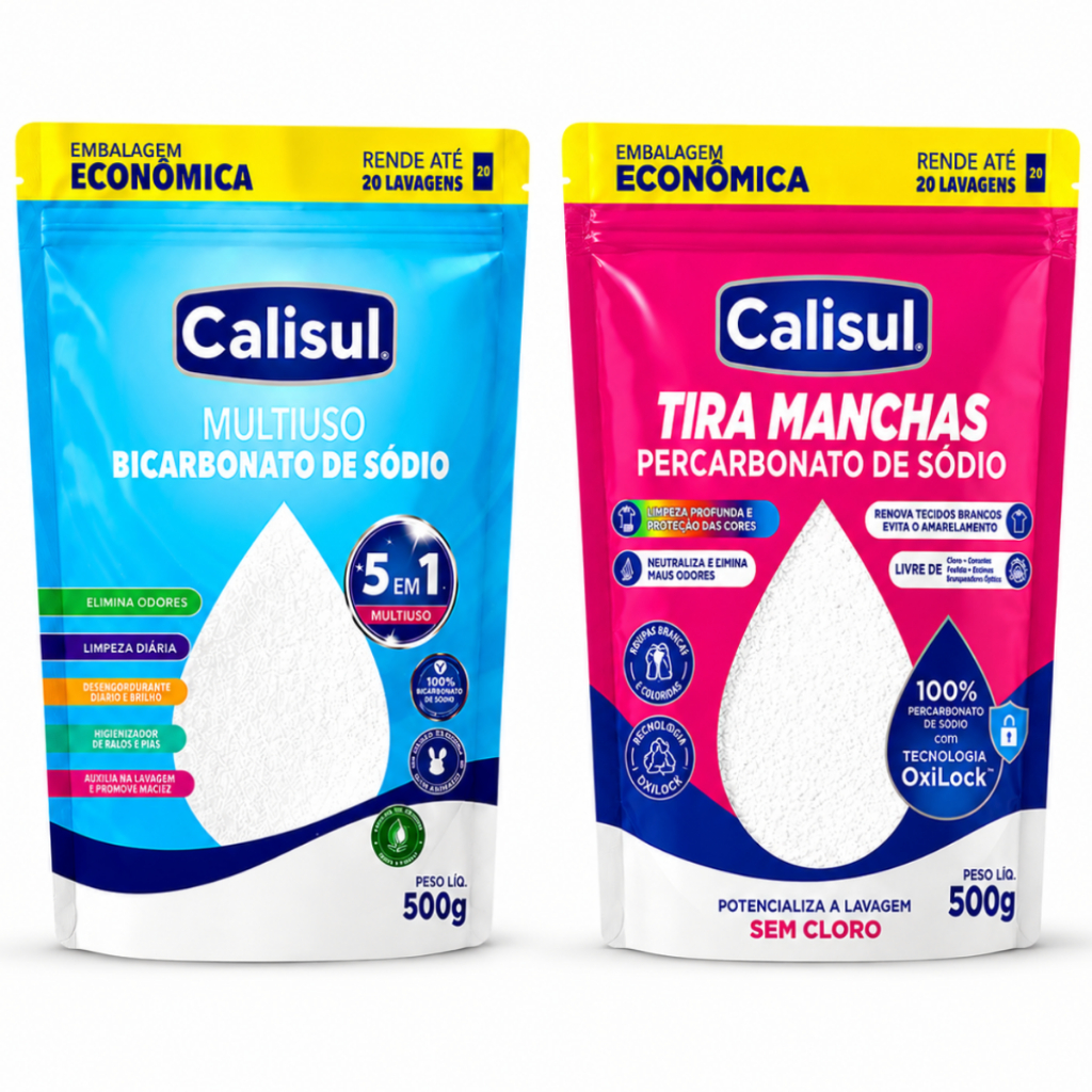 Kit Bicarbonato de Sódio e Percarbonato de Sódio Puro Granulado Calisul 500G