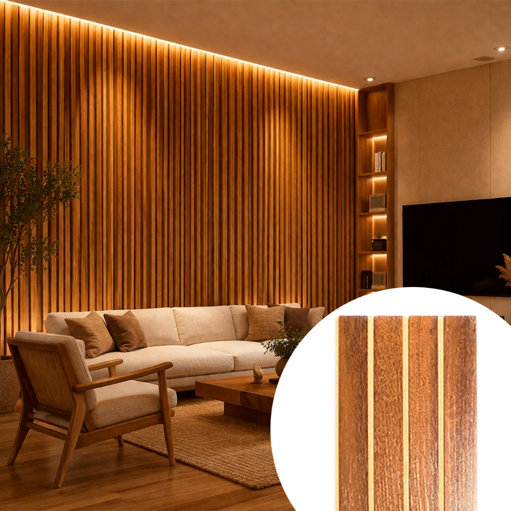 Placas Painel Ripado Autocolante Decoração Adesivo 45x11 Para Parede Sala Elegante  Premium