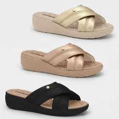 Tamanco Comfortflex Anabela Feminina Conforto Tiras Cruzadas Ortopedico Macio