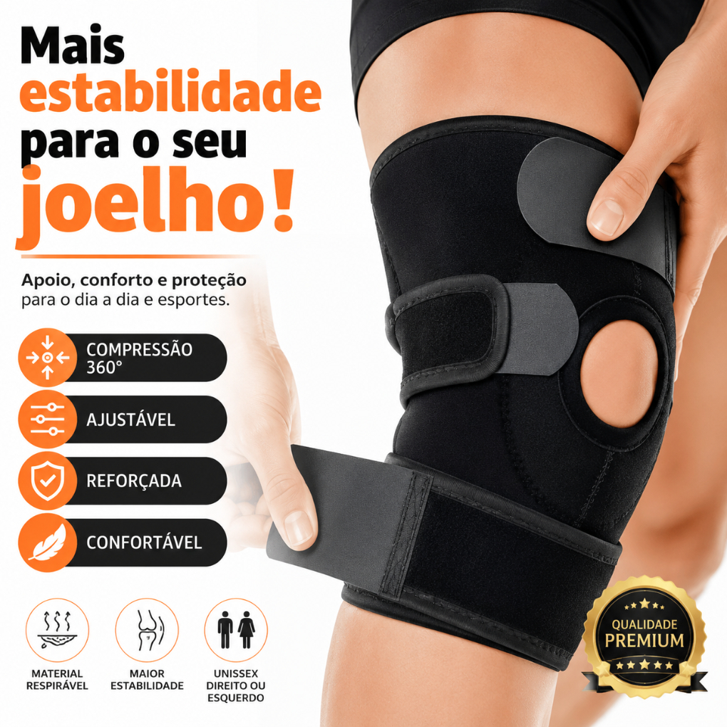 Joelheira Ortopédica Articulada Compressão Ajustável Suporte para Joelho Alívio da Dor Menisco  Academia Corrida