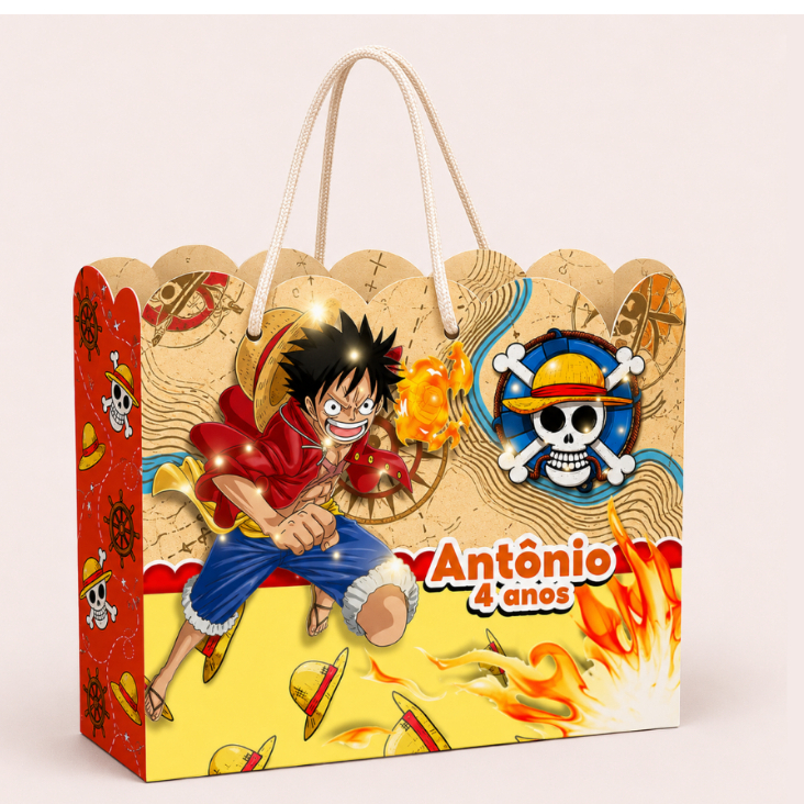 Sacolinha Personalizada Festa Infantil 20x15cm Nuvem Lembrancinha One Piece