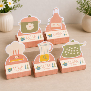 10 caixas para bis mini chef/ lembrancinha personalizada festa mini chef/kit festa mini chef