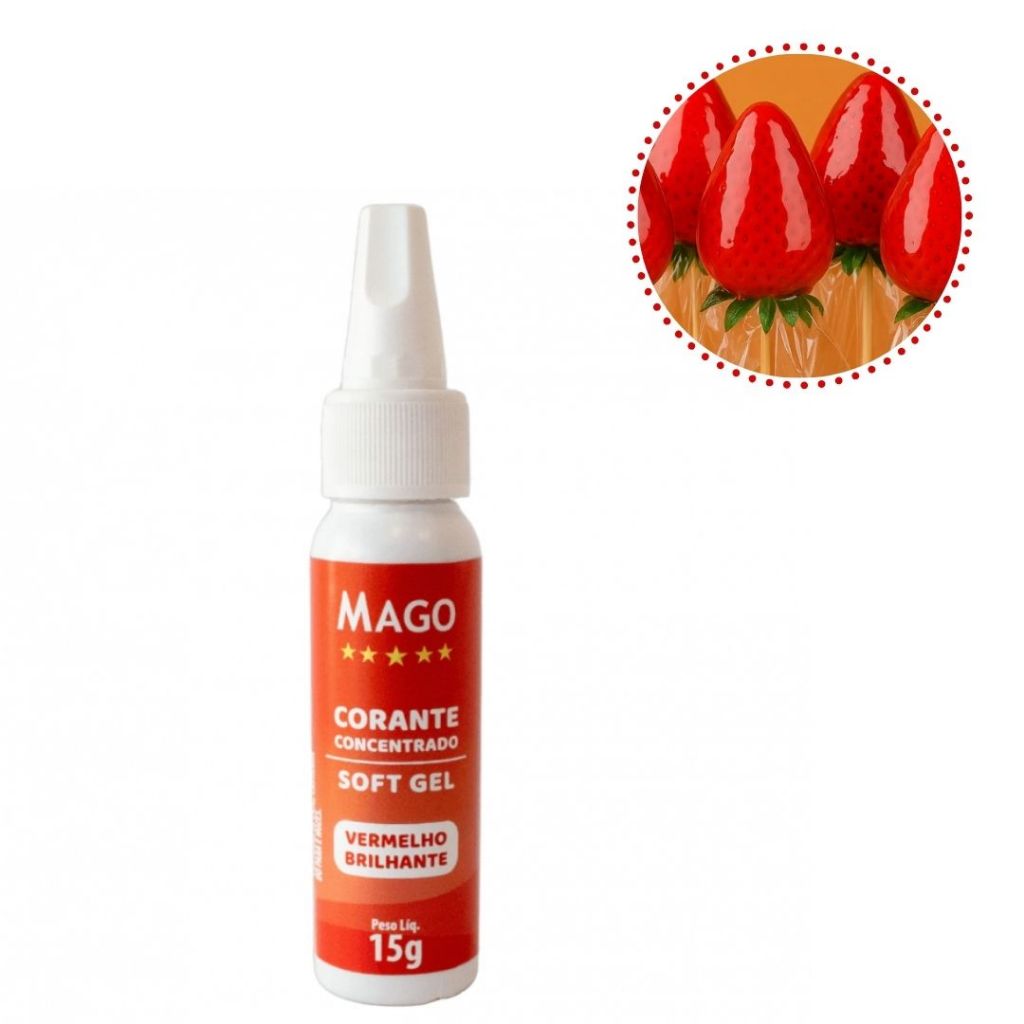 15 CORANTE SOFTGEL 15G VERMELHO BRILHANTE, PARA MORANGO DO AMOR (MAGO) (CHOCO) · foto 2