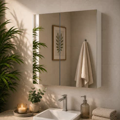 ESPELHEIRA DE BANHEIRO NATURE 60CM ESTILARE ESP4007 BRANCO LS