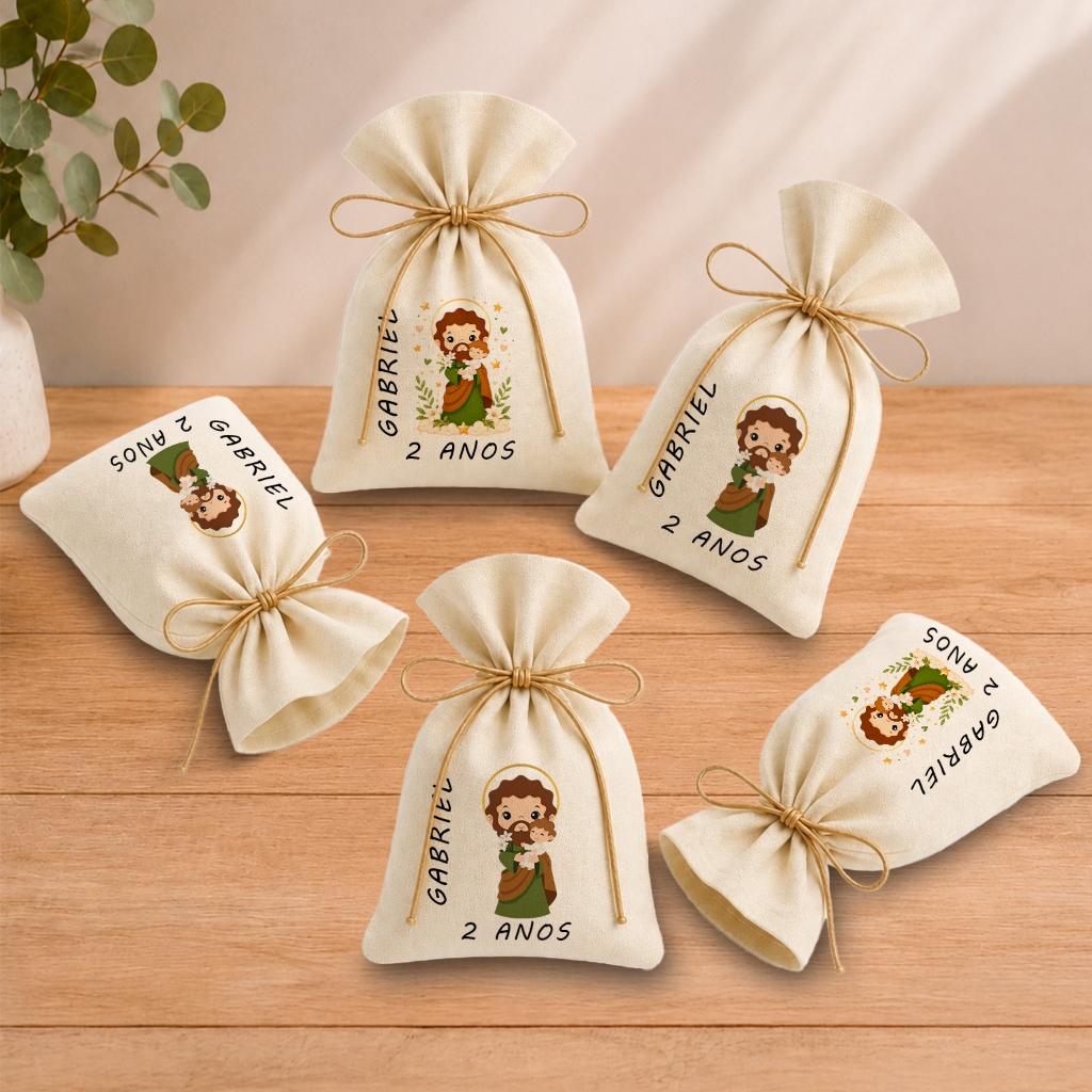 Kit 20 Saquinhos Lembrancinha Personalizada Festa Infantil Aniversário São José M1 11x17