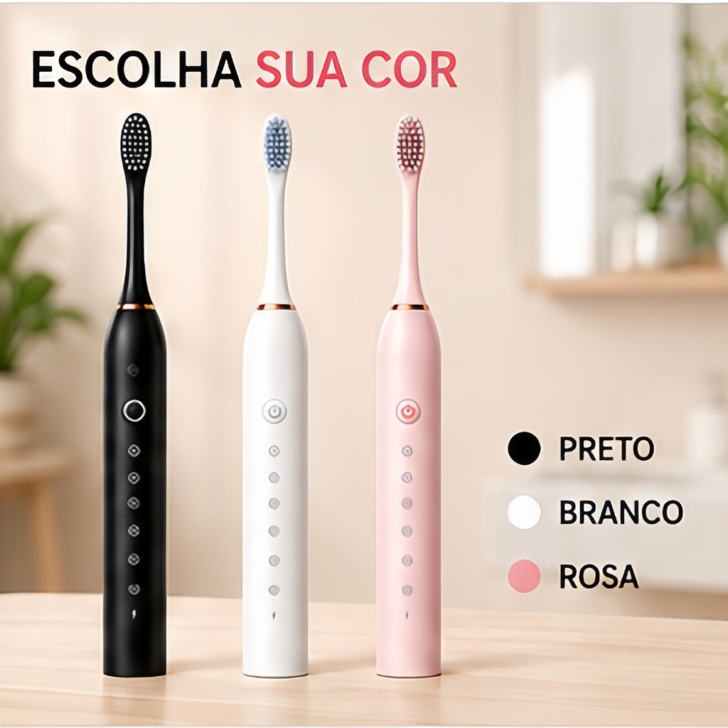 Escova de dentes elétrica recarregável Com Cabeça Substituivel inteligente Ultrassônico À VisionTech_