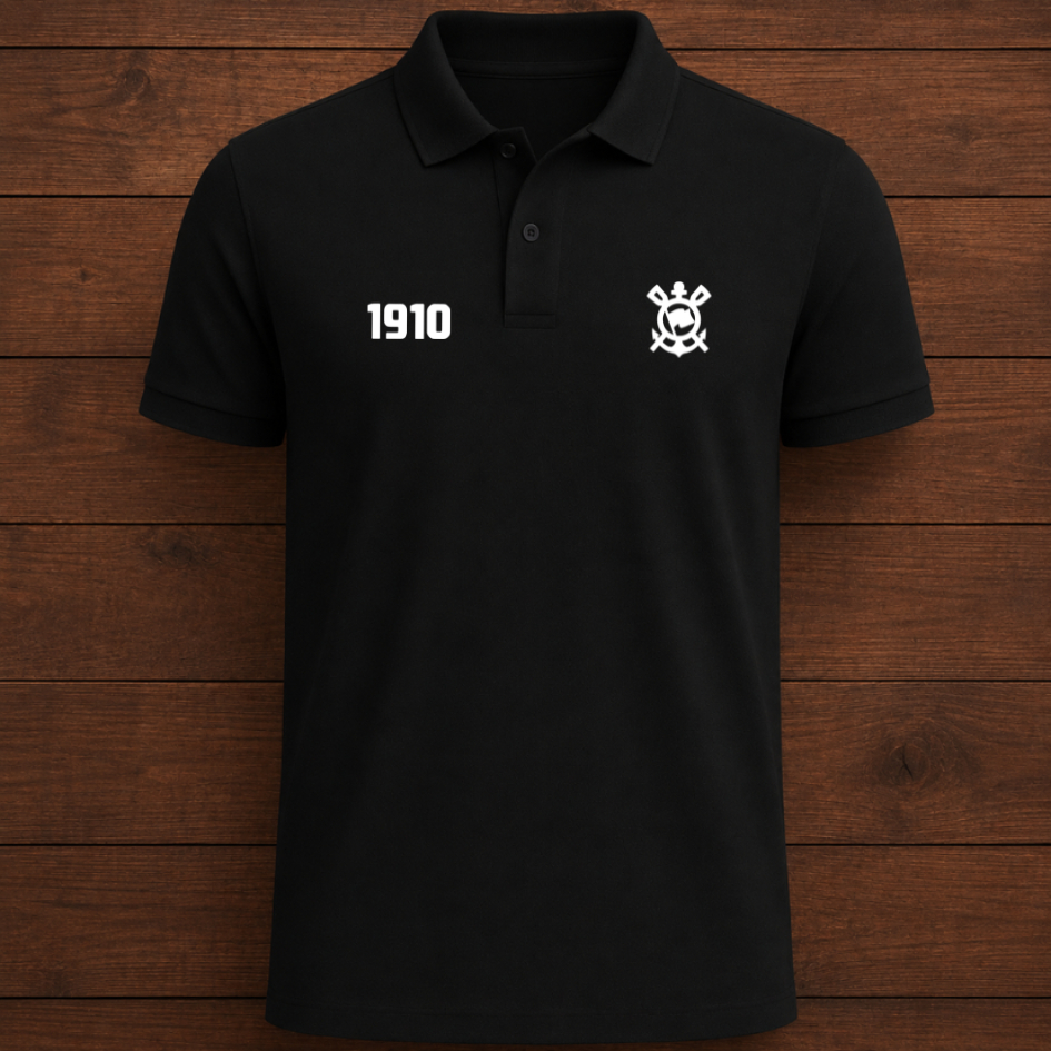 Camisa Polo Times de Futebol Timão 1910 Corinthian s Gola Clássica Confortável Casual Primavera