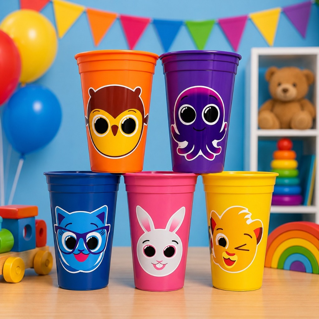 Kit Copos Personalizados adesivados para festas lembrancinhas de aniversário bolofofo