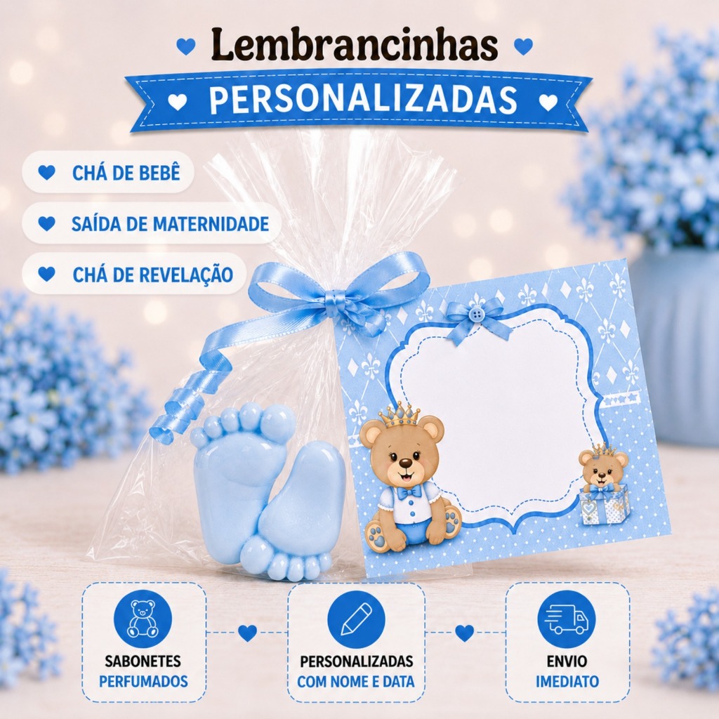 100 Mini Pezinhos de Sabonete Perfumado para Lembrancinhas de Chá de Bebê Safari 50 pares