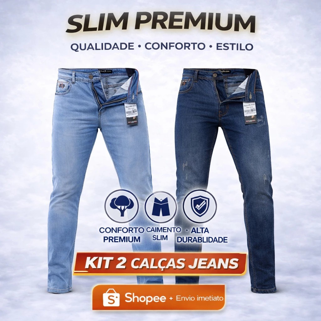 Combo 2 Calças Jeans Masculinas | Excelente Acabamento e Caimento Perfeito