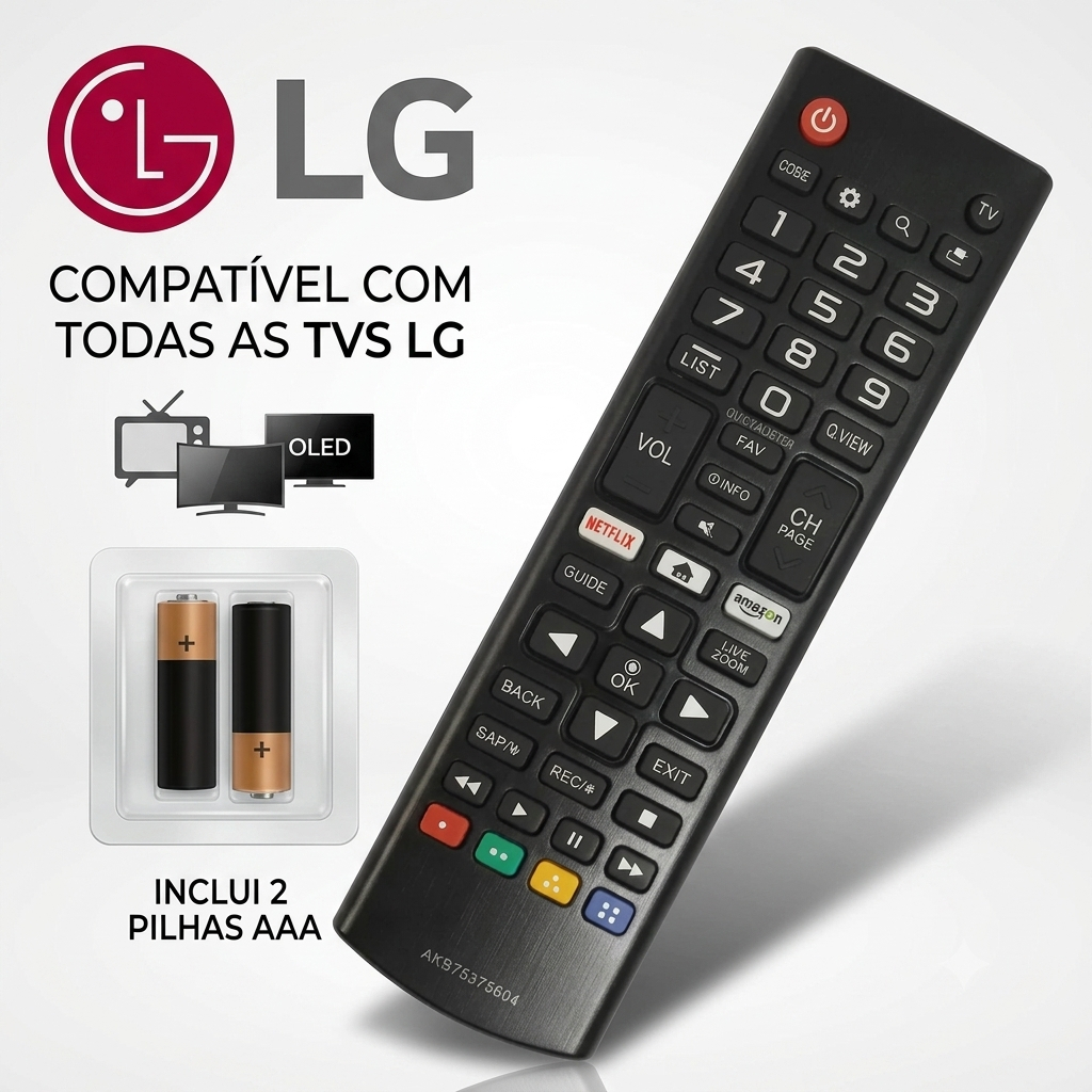 Imagem Controle Remoto Televisão LG Smart TV 4K LED LCD Com Pilhas e Atalho Netflix | Envio 24h