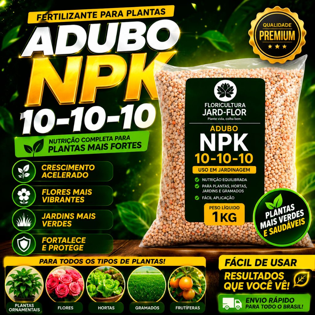 5kg Adubo NPK 10-10-10 Fertilizante para Jardinagem, Hortas e Plantas