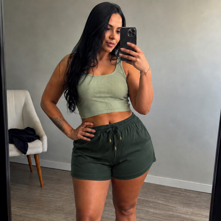 Shorts Feminino Moletinho Ribana Plus Size Confortáveis, Modernos com Elástico, Casuais e Esportivos
