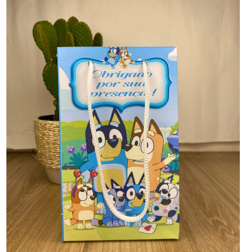 Sacolinhas Personalizadas Bluey | Sacola Lembrancinha Festa Infantil | Kit 10 Unidades