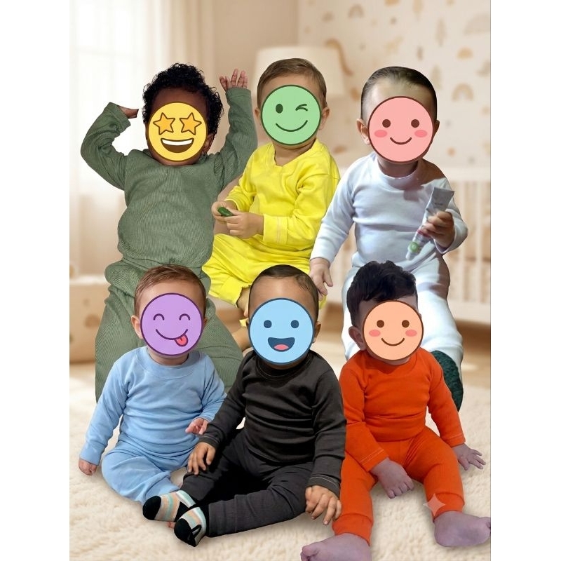 Detalhes do Conjunto Bebê Criança Pijama ribana canelada algodão 0 a 4 anos