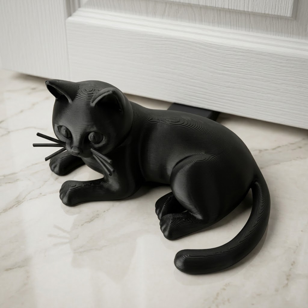 Trava Porta Peso De Porta Gatinho Deitado Decorativo Protecao Bater Porta Quarto Sala Criativo Pet base emborrachada