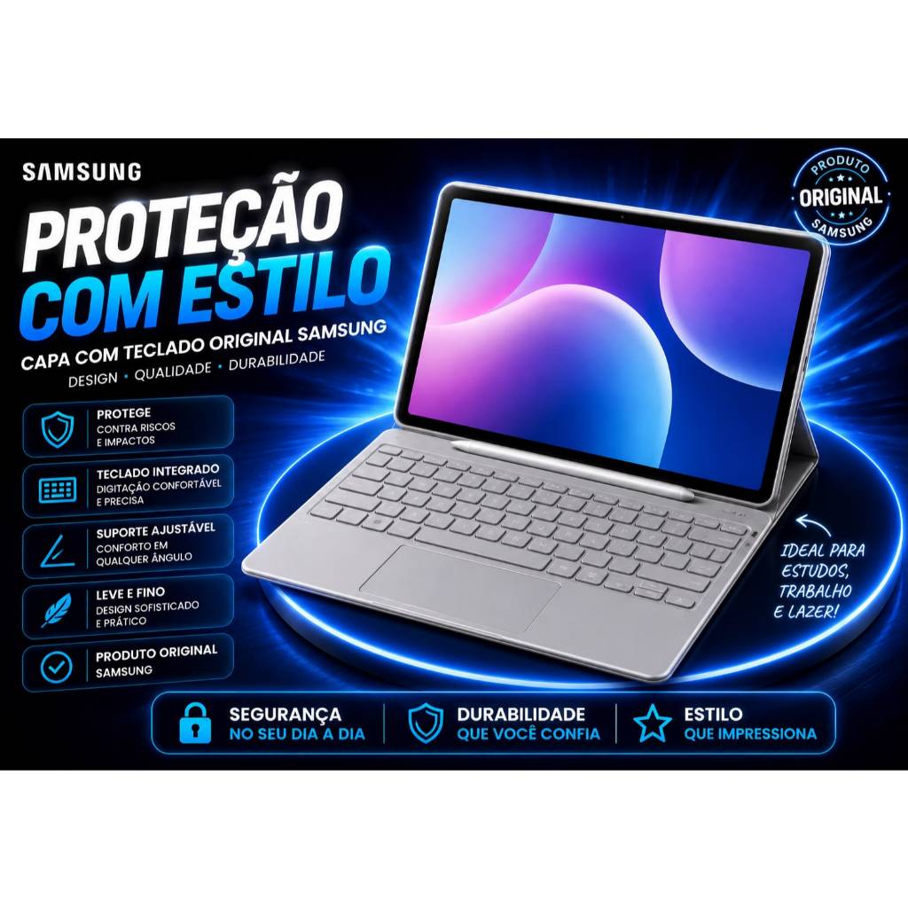 Capa Teclado Original Samsung Galaxy Tab S3 9.7 EJ-FT820 Book Cover Keyboard Blu